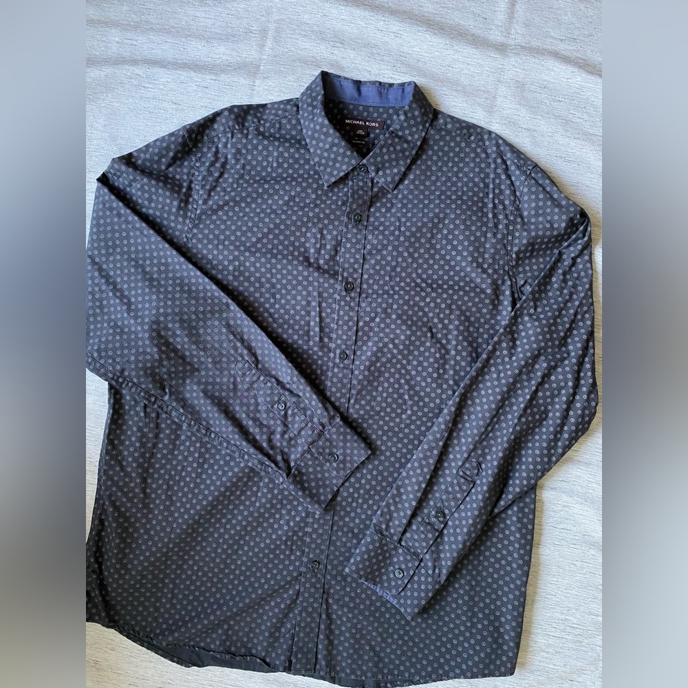 Michael Kors Men’s Dark Grey Shirt Cotton Long Sleeve
